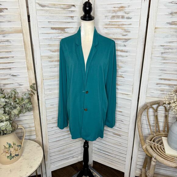 J. JILL WEAREVER COLLECTION Women's L Ponte Knit Button Blazer Career Beachy - Picture 14 of 15